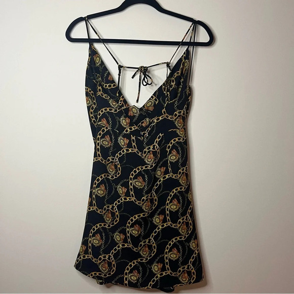 ASTR THE LABEL Black Chain Reaction Strappy Faux Wrap Mini Dress - Picture 7 of 10